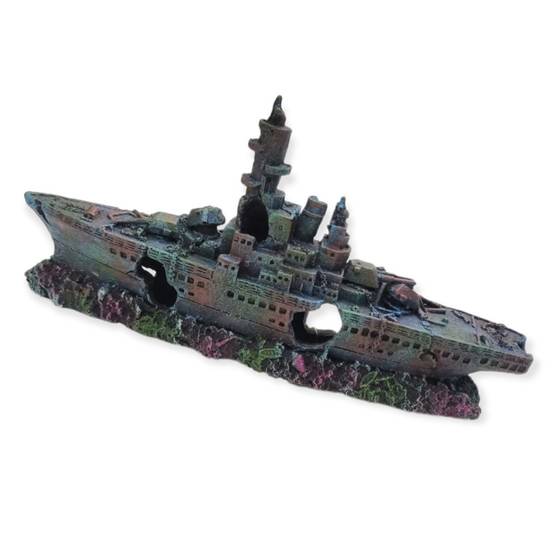 Bateau gris épave 23 x 4 x 11cm, ropa, Décoration aquarium. - Image 5