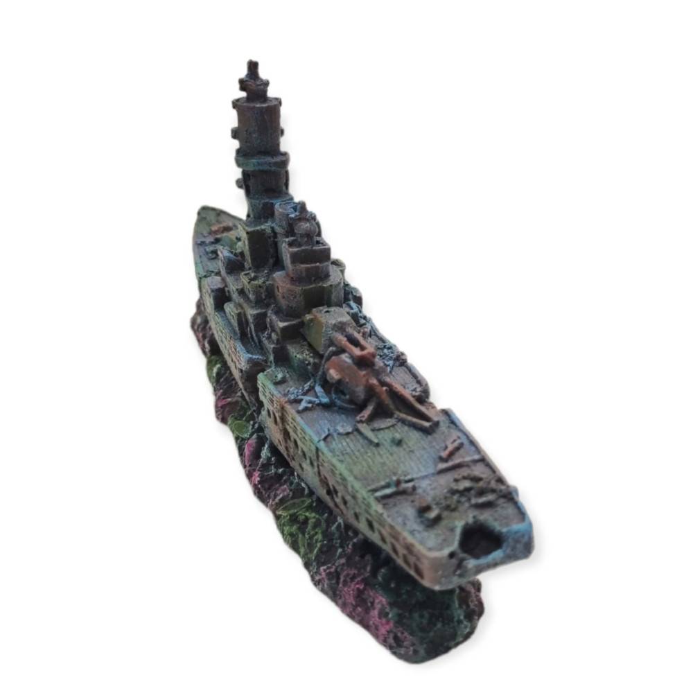 Bateau gris épave 23 x 4 x 11cm, ropa, Décoration aquarium. - Image 3