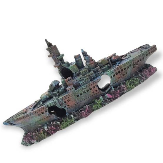 Bateau gris épave 23 x 4 x 11cm, ropa, Décoration aquarium. - Image 2
