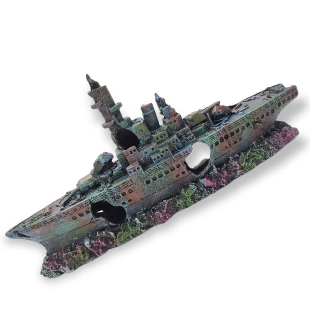 Bateau gris épave 23 x 4 x 11cm, ropa, Décoration aquarium. - Imagen 2