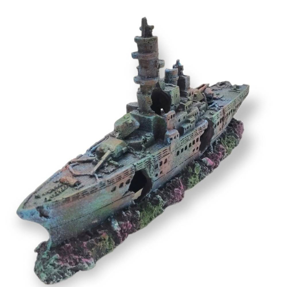 Bateau gris épave 23 x 4 x 11cm, ropa, Décoration aquarium. - Imagen 1