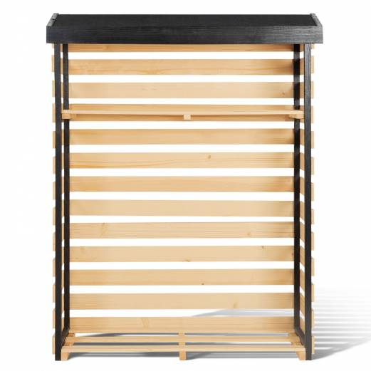 Abri de stockage en bois pour bûches toit incliné et étagère - Image 6