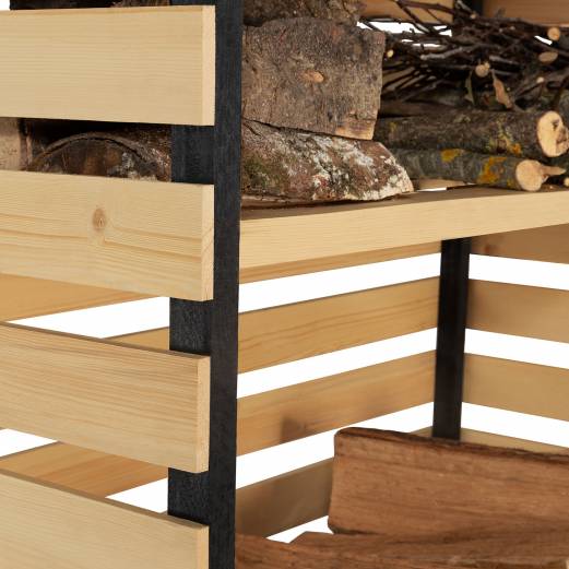 Abri de stockage en bois pour bûches toit incliné et étagère - Image 3