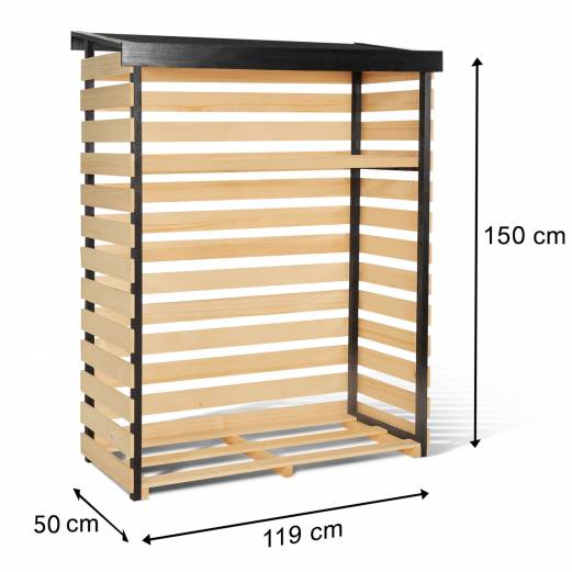 Abri de stockage en bois pour bûches toit incliné et étagère - Image 5