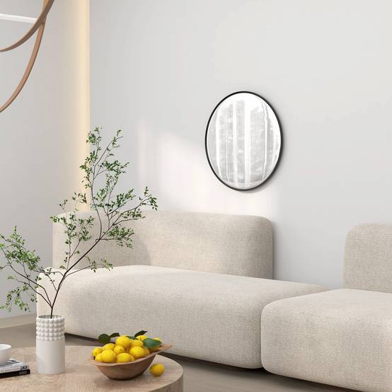ComfortXL - Miroir Mural Rond Cadre Aluminium Salle de Bain Salon Ø61cm Noir - ComfortXL Outdoor Living - Image 7