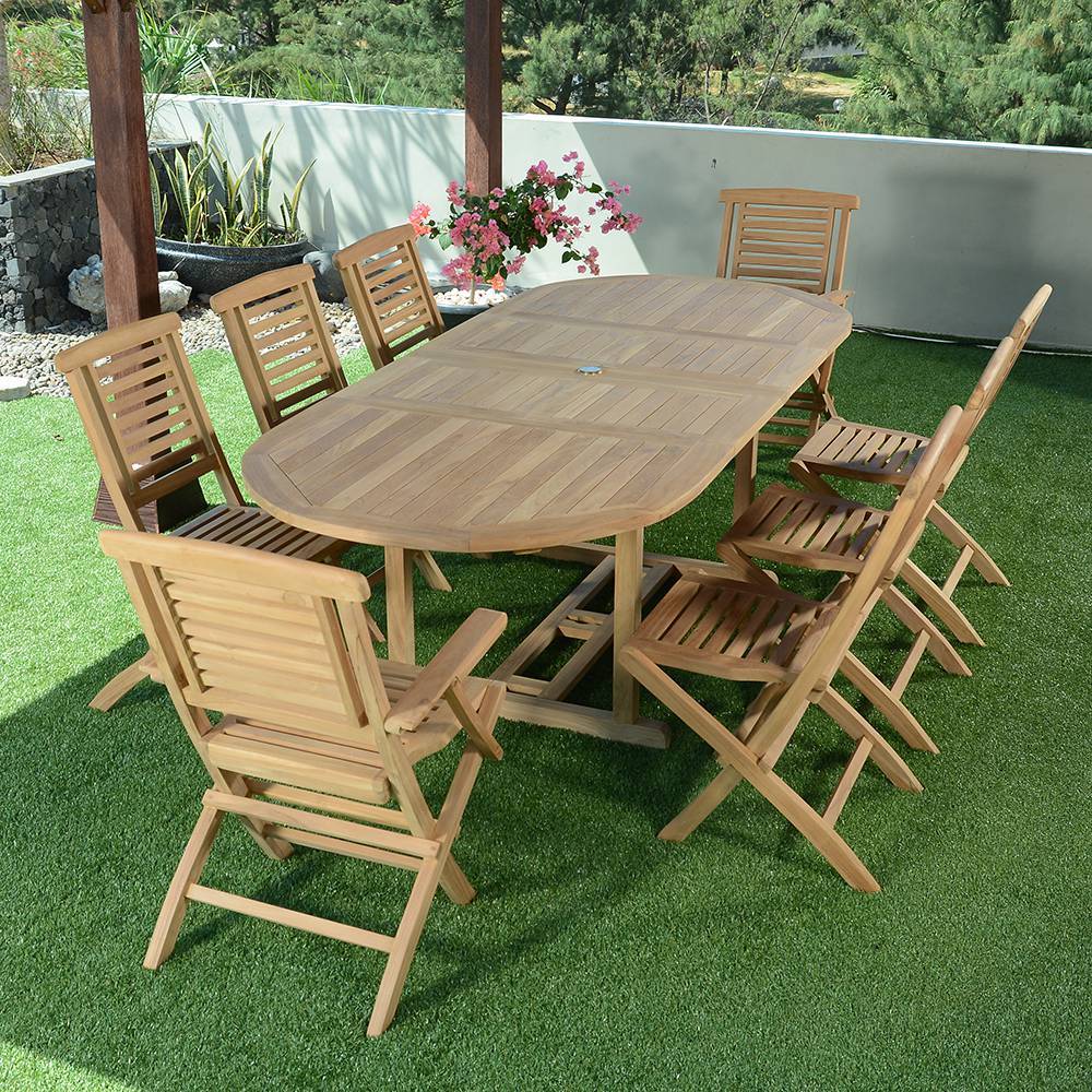 Salon de jardin teck massif Kediri, 8 places - TECK'Attitude - Imagen 6