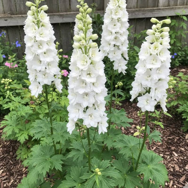 Pied-d'alouette Magic Fountain Pure White, Delphinium à fleurs Blanche/ - feuillage Caduc - Godet - 5/20 cm