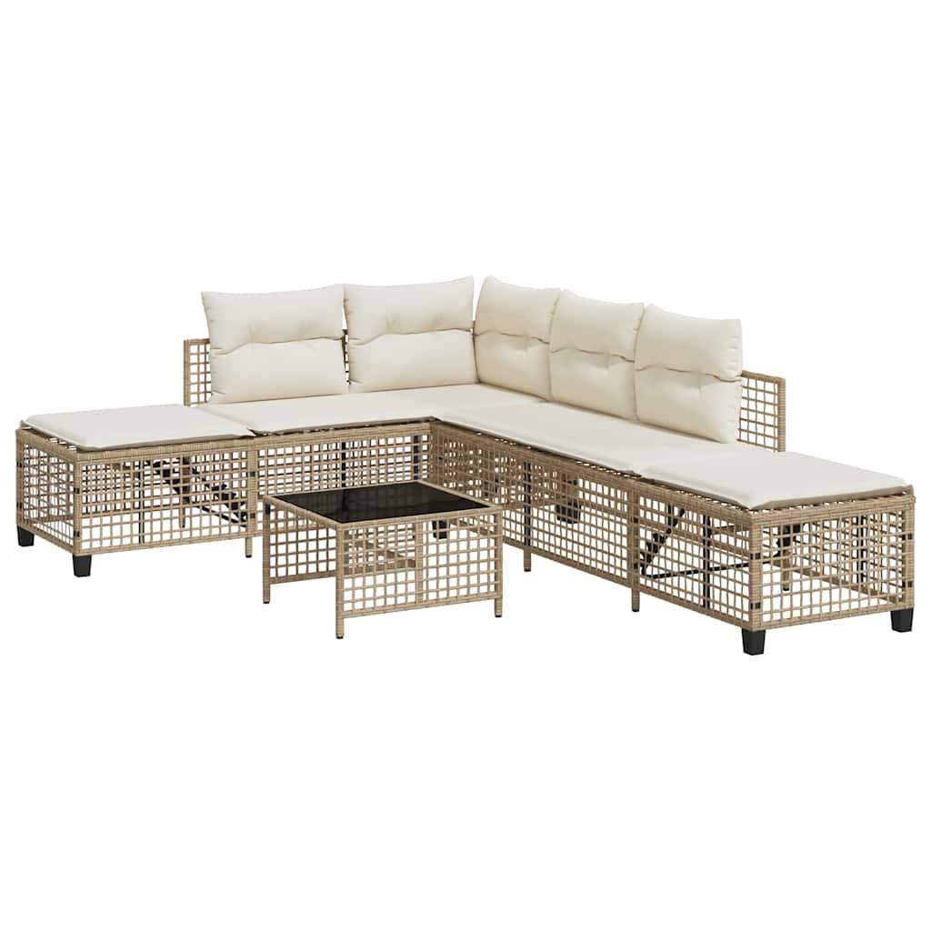 Maison Chic - Salon de jardin d'angle avec coussins 3 pcs | Mobilier d'extérieur beige résine tressée Maison Chic