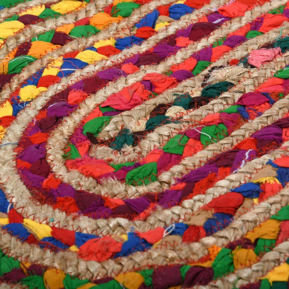 Aubry Gaspard - Tapis ovale coloré en jute et coton India 180 x 120 cm - Imagen 3