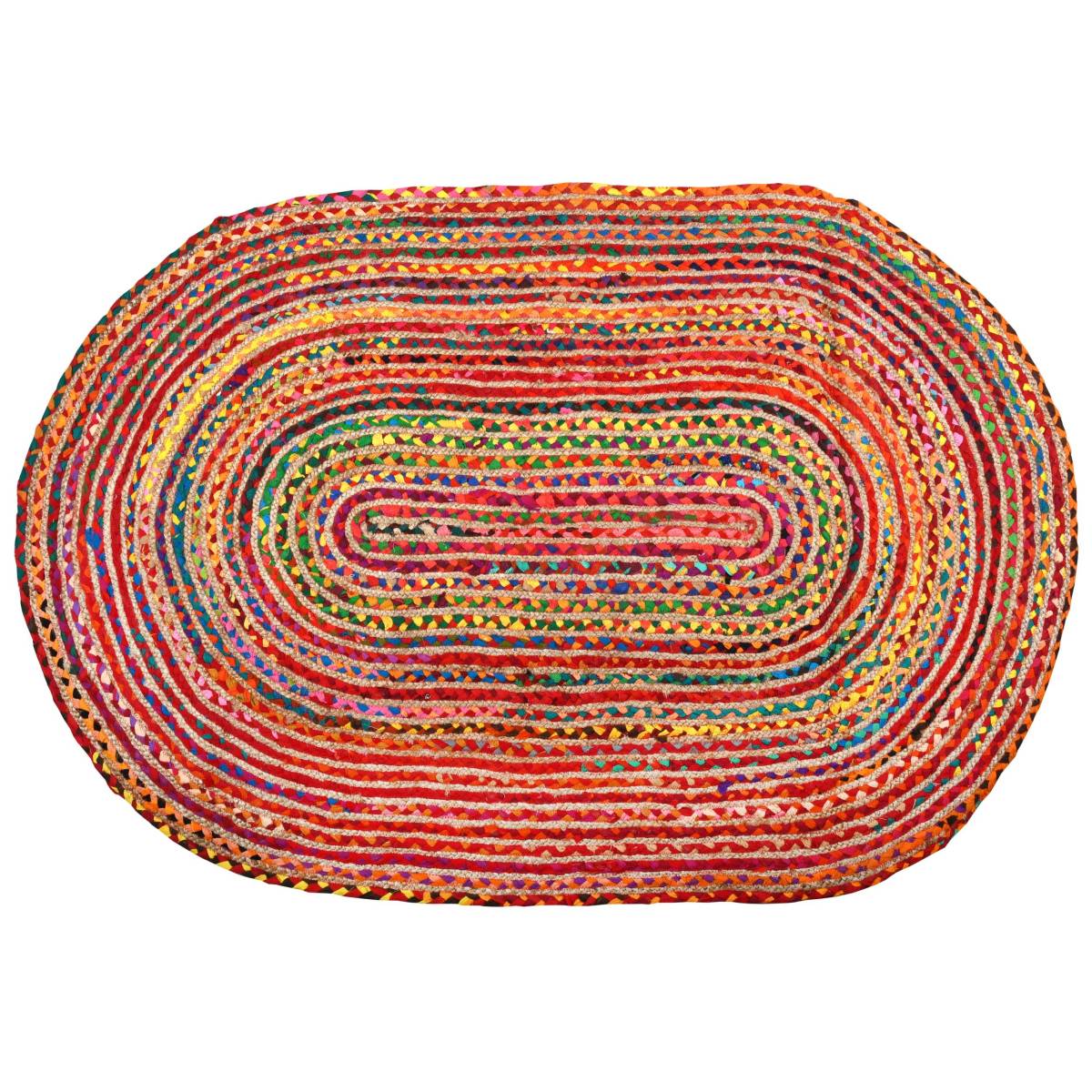 Aubry Gaspard - Tapis ovale coloré en jute et coton India 180 x 120 cm - Imagen 1