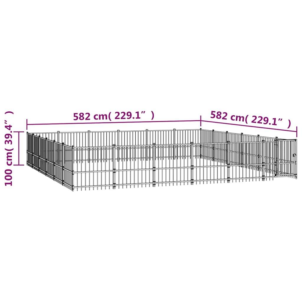 Vidaxl - Chenil d'extérieur pour chiens Acier 33,87 m² vidaXL 3124643 - Imagen 7