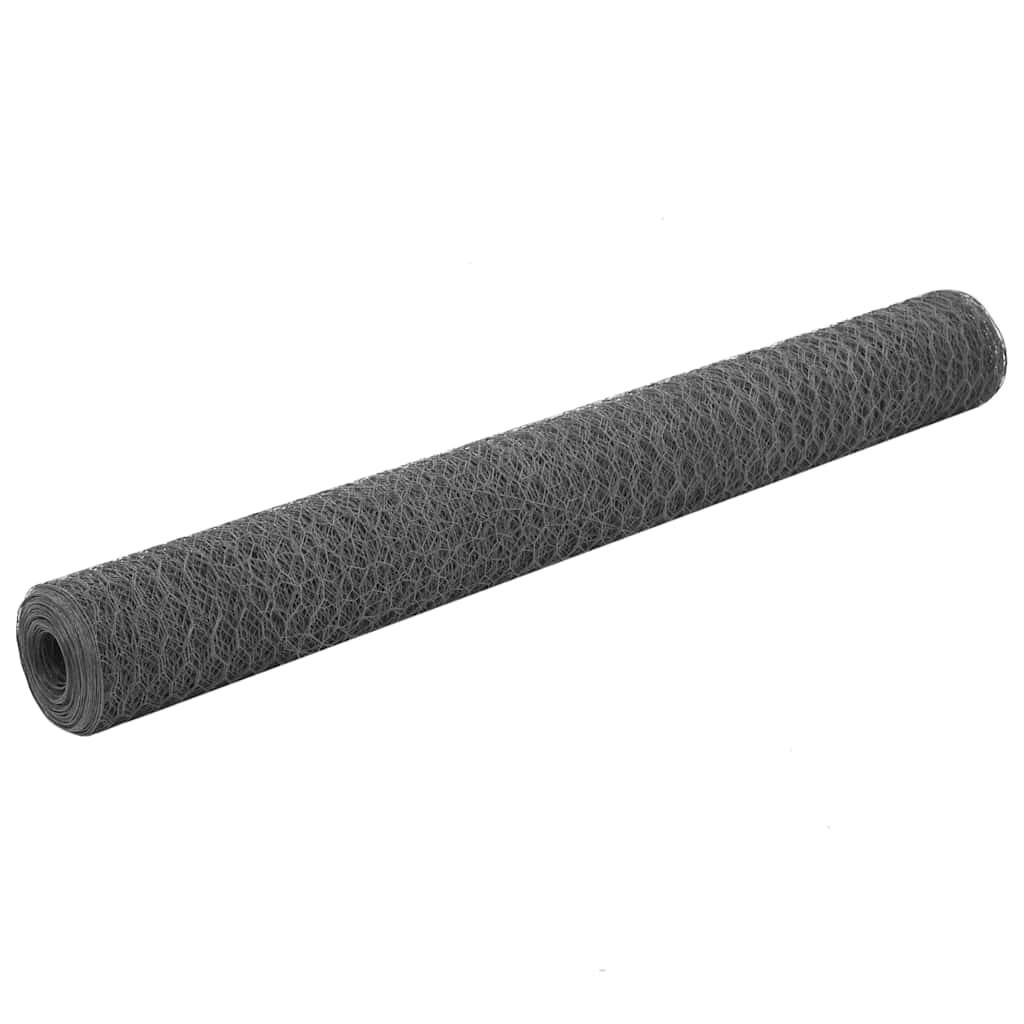 ComfortXL - Grillage Poule Acier PVC Jardin Protection Animaux 13mm 25x1,2m Gris - ComfortXL Outdoor Living