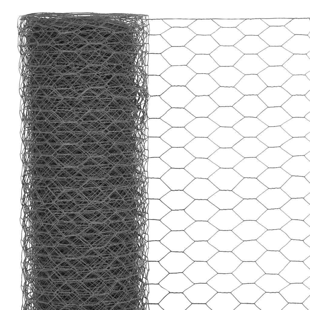 ComfortXL - Grillage Poule Acier PVC Jardin Protection Animaux 13mm 25x1,2m Gris - ComfortXL Outdoor Living - Image 3