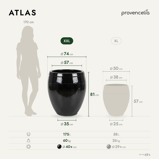 Provencelia - Pot ATLAS 75x78cm noir - Image 2