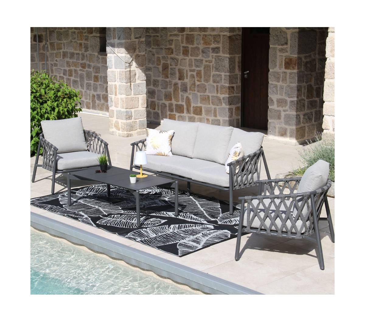Salon de jardin - 5 places en Aluminium - HYDEN - Imagen 3