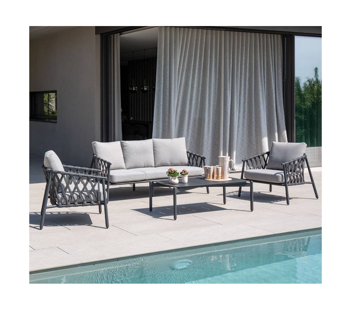 Salon de jardin - 5 places en Aluminium - HYDEN - Imagen 2