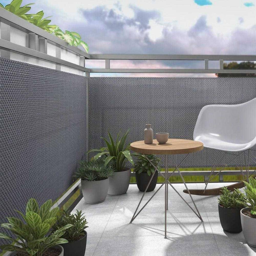 Rattan Art - Brise-vue en résine tressée pour balcon et clôture coloris gris clair 0.9 x 5 m - Imagen 2