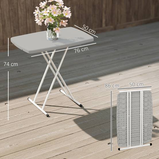 Table de jardin pliante métal et résine hauteur réglable gain de place gris foncé - ComfortXL Outdoor Living - Image 5