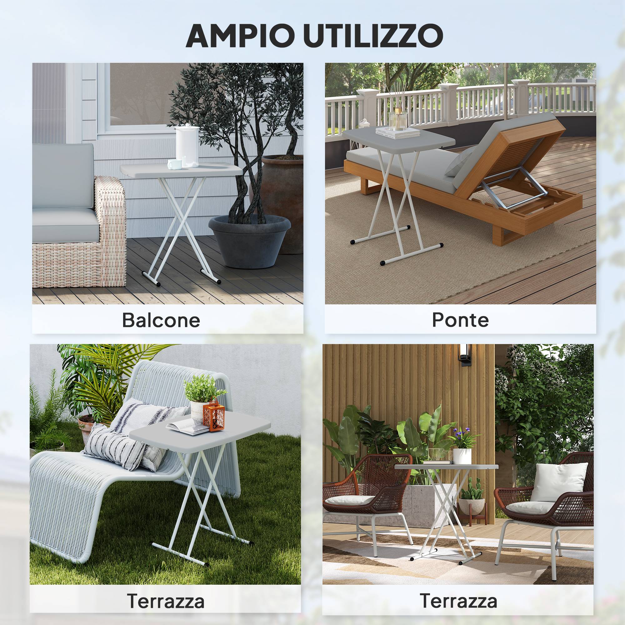 Table de jardin pliante métal et résine hauteur réglable gain de place gris foncé - ComfortXL Outdoor Living - Image 9