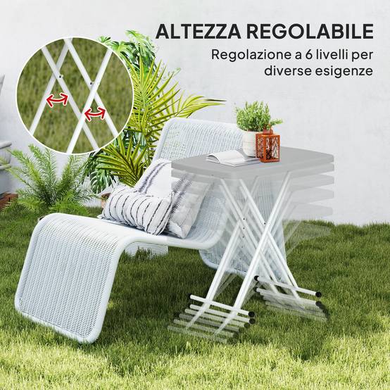 Table de jardin pliante métal et résine hauteur réglable gain de place gris foncé - ComfortXL Outdoor Living - Image 7