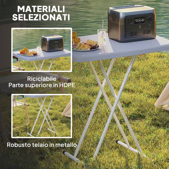 Table de jardin pliante métal et résine hauteur réglable gain de place gris foncé - ComfortXL Outdoor Living - Image 8
