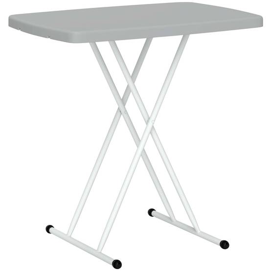 Table de jardin pliante métal et résine hauteur réglable gain de place gris foncé - ComfortXL Outdoor Living - Image 1