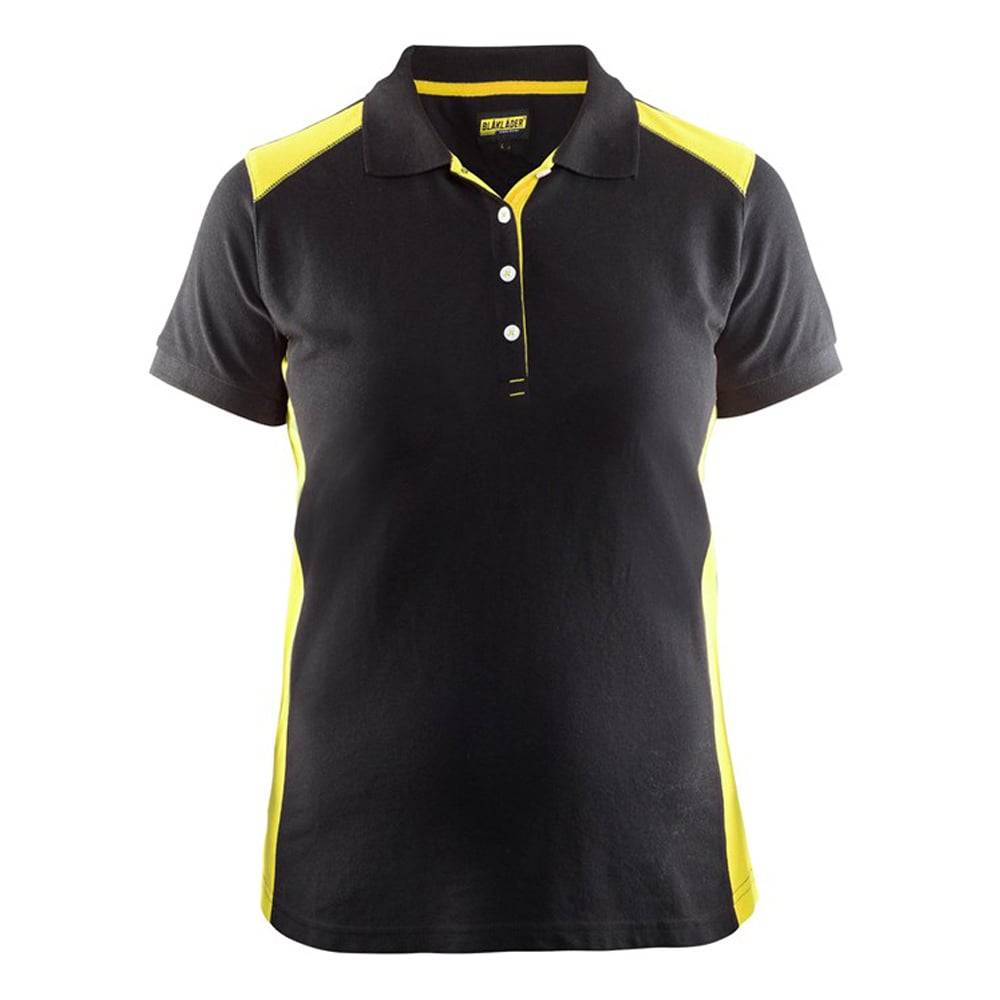 Polo de travail Femme Blaklader Noir Epaules Jaunes XL - Image 1