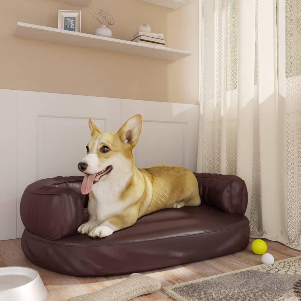 Vidaxl - Lit pour chien ergonomique Mousse Marron 60x42 cm Similicuir vidaXL 171319 - Imagen 1