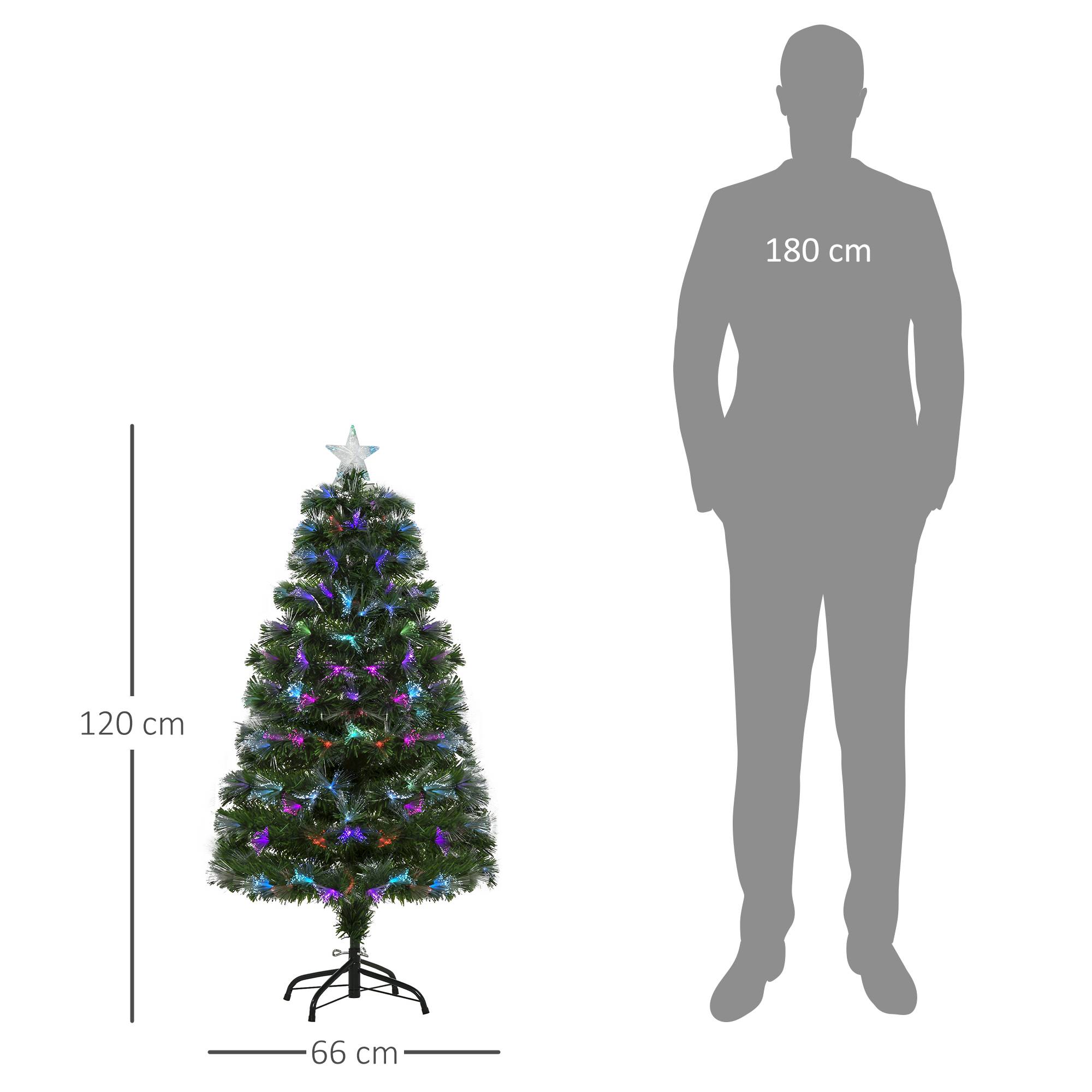 Sapin de Noël Artificiel Arbre de Noël Lumineux 120cm en Fibre Optique Deco Noël lumière à Variation de Couleurs 130 LED Vert - Image 5