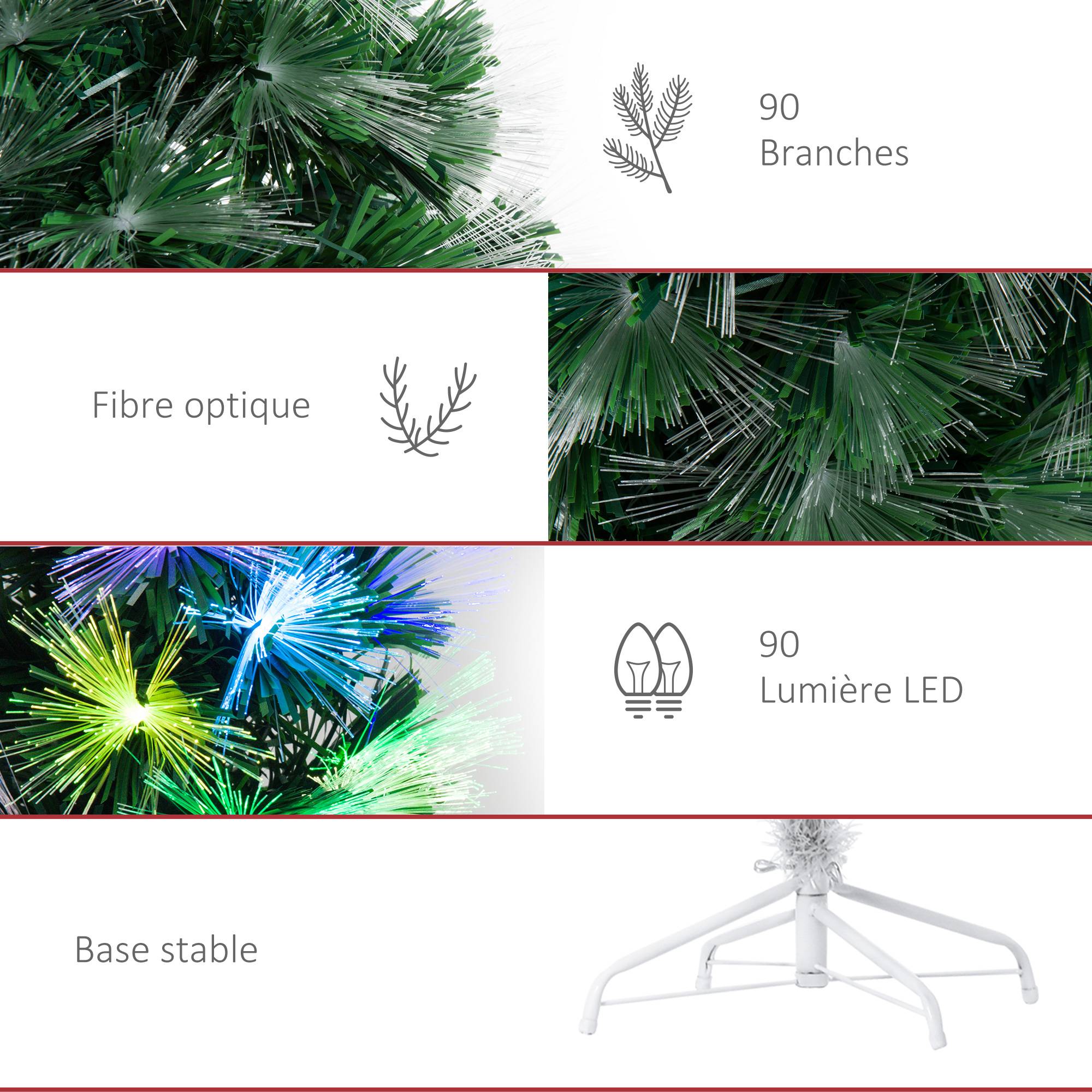 Sapin de Noël Artificiel Arbre de Noël Lumineux 120cm en Fibre Optique Deco Noël lumière à Variation de Couleurs 130 LED Vert - Image 10