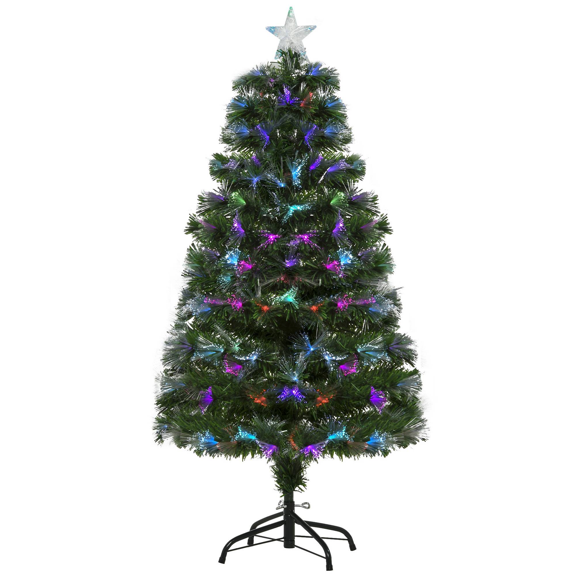 Sapin de Noël Artificiel Arbre de Noël Lumineux 120cm en Fibre Optique Deco Noël lumière à Variation de Couleurs 130 LED Vert - Image 2