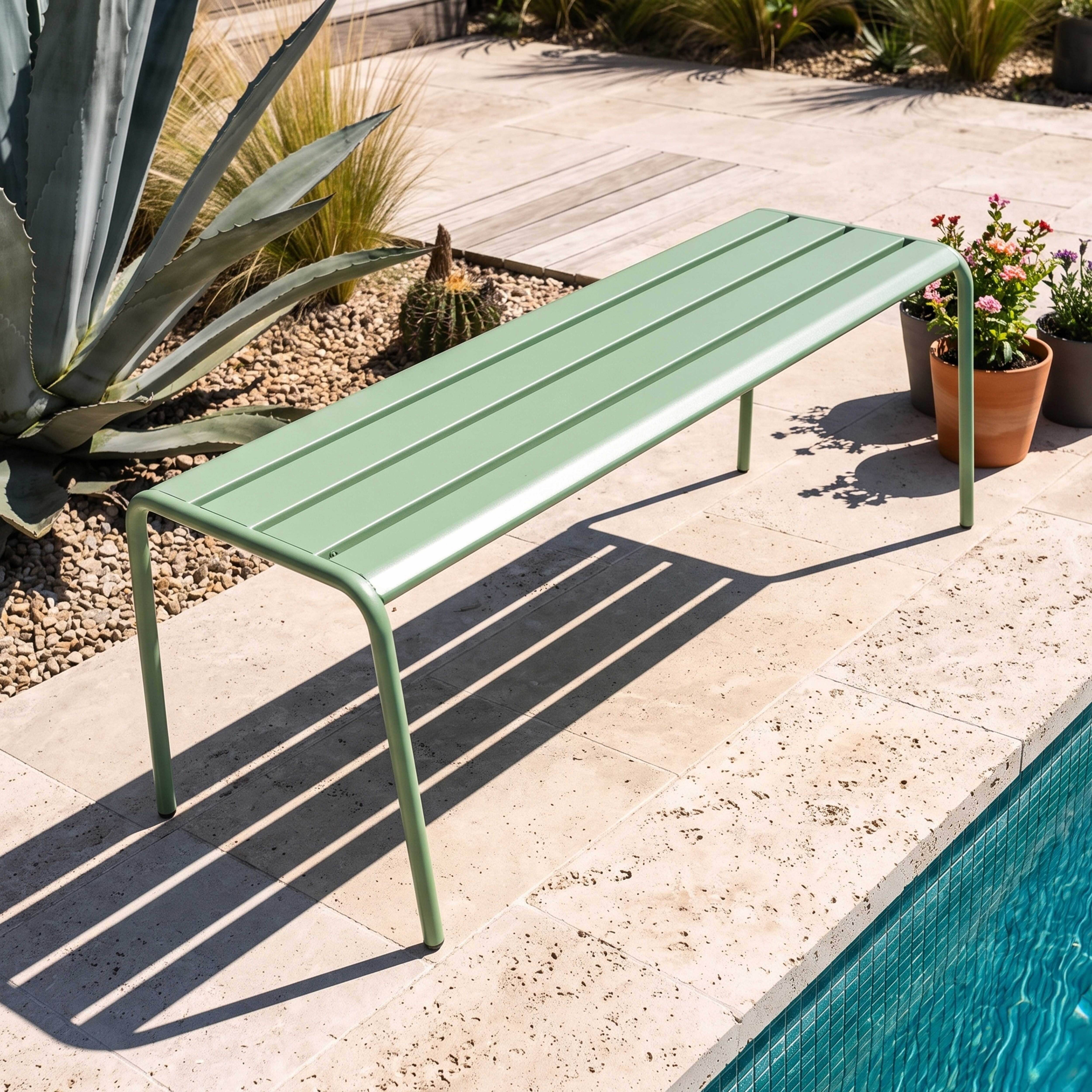 Oviala - Banc de jardin en acier vert sauge Palavas - Oviala - Imagen 3