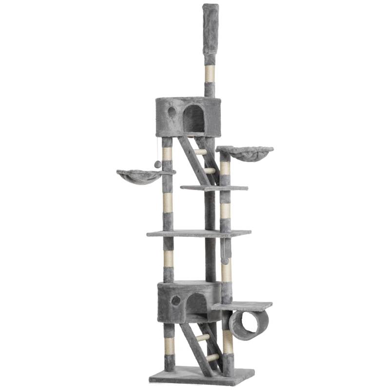 Arbre à Chat Géant Plafond Réglable 240-260cm pour Grands Chats Gris Clair - ComfortXL Outdoor Living - Image 2