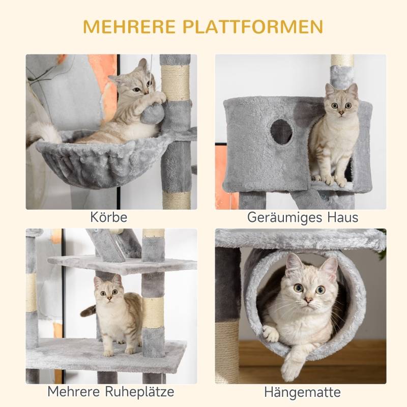 Arbre à Chat Géant Plafond Réglable 240-260cm pour Grands Chats Gris Clair - ComfortXL Outdoor Living - Image 5