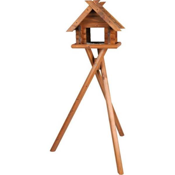 Trixie - TRIXIE Mangeoire bloc oiseaux avec pied Natura en pin - 47 x 40 x 36 cm / 1,40 m - Brun - Pour oiseaux