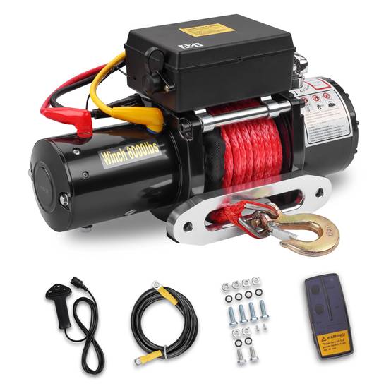 Treuil électrique 12V, câble de treuil 6000 LBS/2722 KG, câble en nylon, télécommande sans fil 30 mètres - Image 1