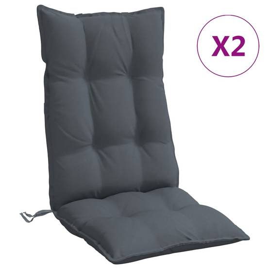 Coussins de chaise à dossier haut polyester anthracite 120 x 50 x 7 cm, poids:3.75kg - PANGIVO - Image 2