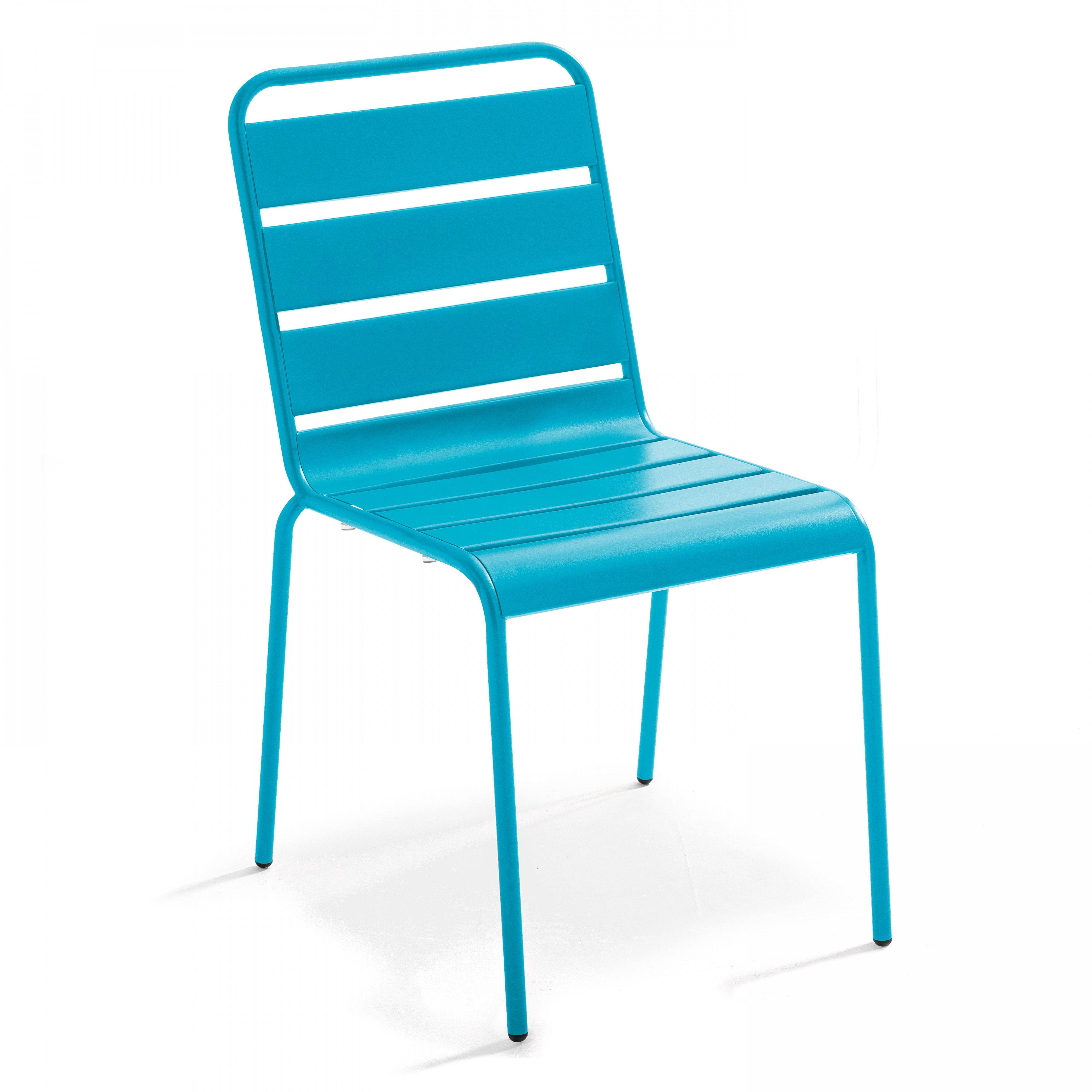 Oviala - Ensemble table de jardin et 6 chaises en métal bleu Palavas - Oviala - Imagen 5