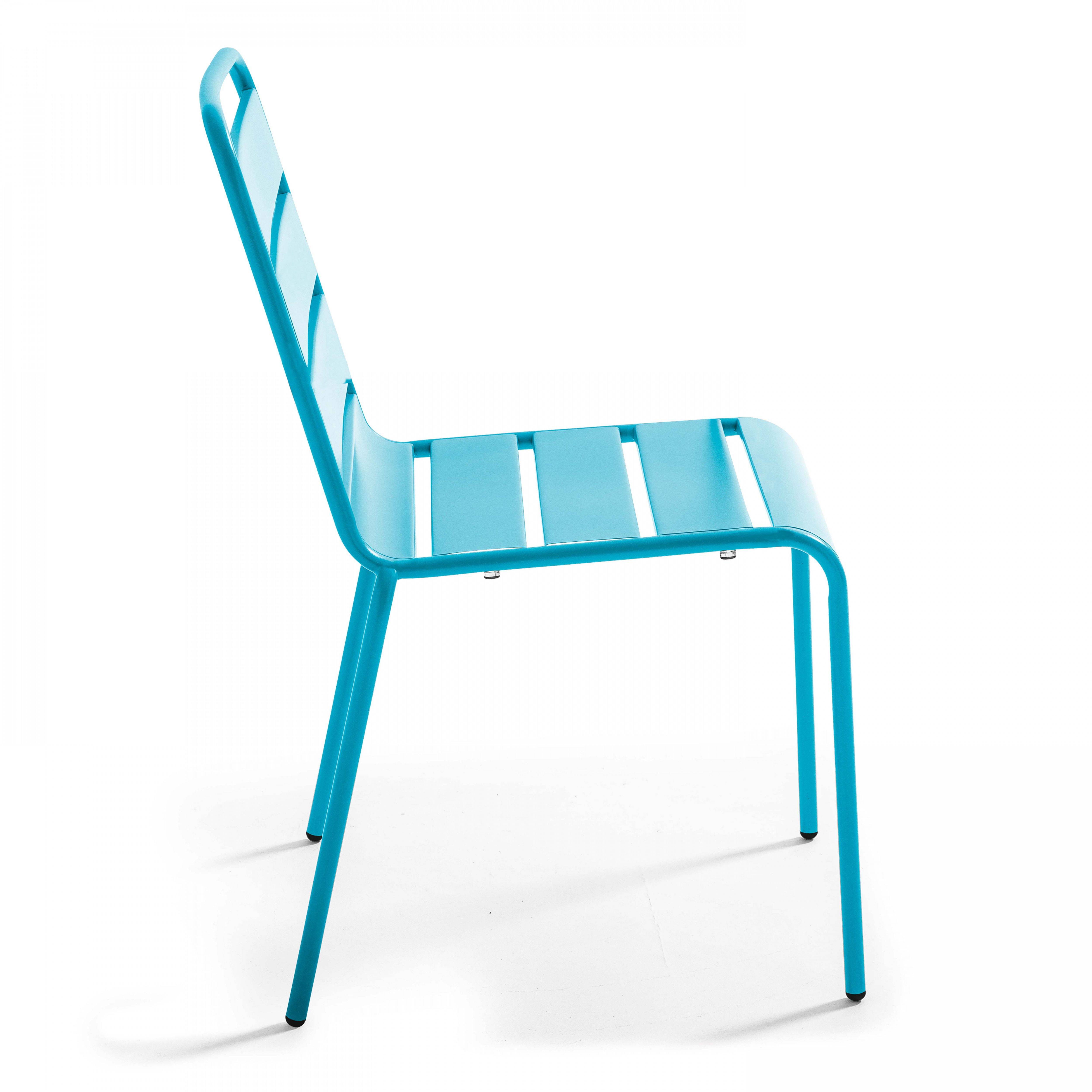 Oviala - Ensemble table de jardin et 6 chaises en métal bleu Palavas - Oviala - Imagen 6