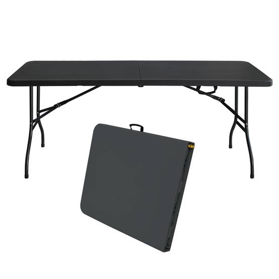 Table pliante robuste 180 cm, portable avec poignée, multifonctionnelle camping intérieur extérieur, charge 135 kg (noir) - Image 1