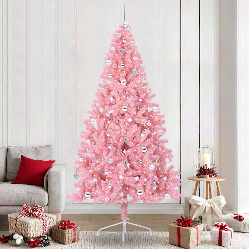 Vidaxl - Sapin de Noël artificiel pré-éclairé Rose 240 cm PVC vidaXL 3397107 - Image 1