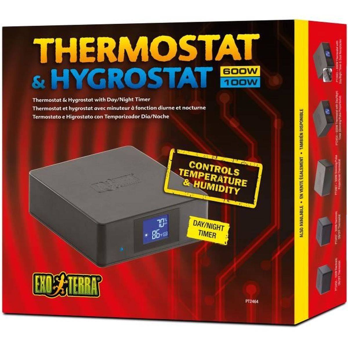 Thermostat et hygrostal Exo Terra 100 W avec minuteur jour/nuit LCD pour reptiles - EXO TERRA - Image 1