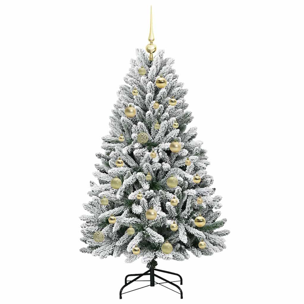 Sapin de Noël | Arbre de Noël artificiel Vert et blanc 120 cm PVC et métal Maison Chic - Image 4