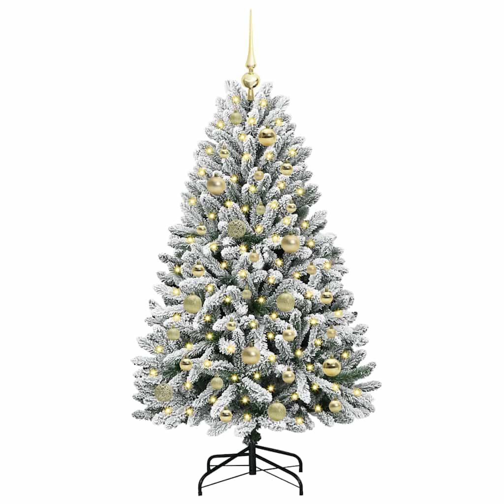 Sapin de Noël | Arbre de Noël artificiel Vert et blanc 120 cm PVC et métal Maison Chic - Image 3