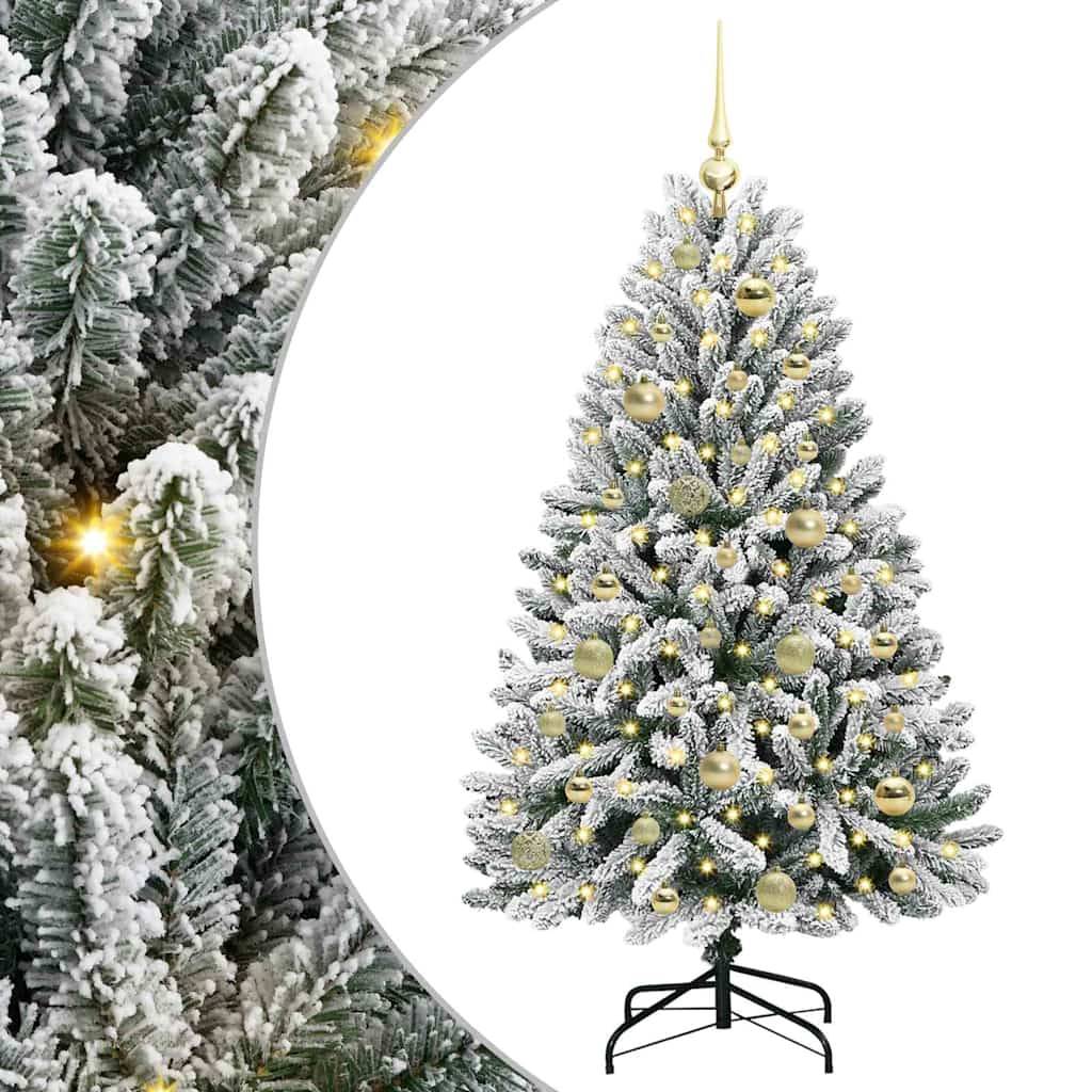 Sapin de Noël | Arbre de Noël artificiel Vert et blanc 120 cm PVC et métal Maison Chic - Image 1