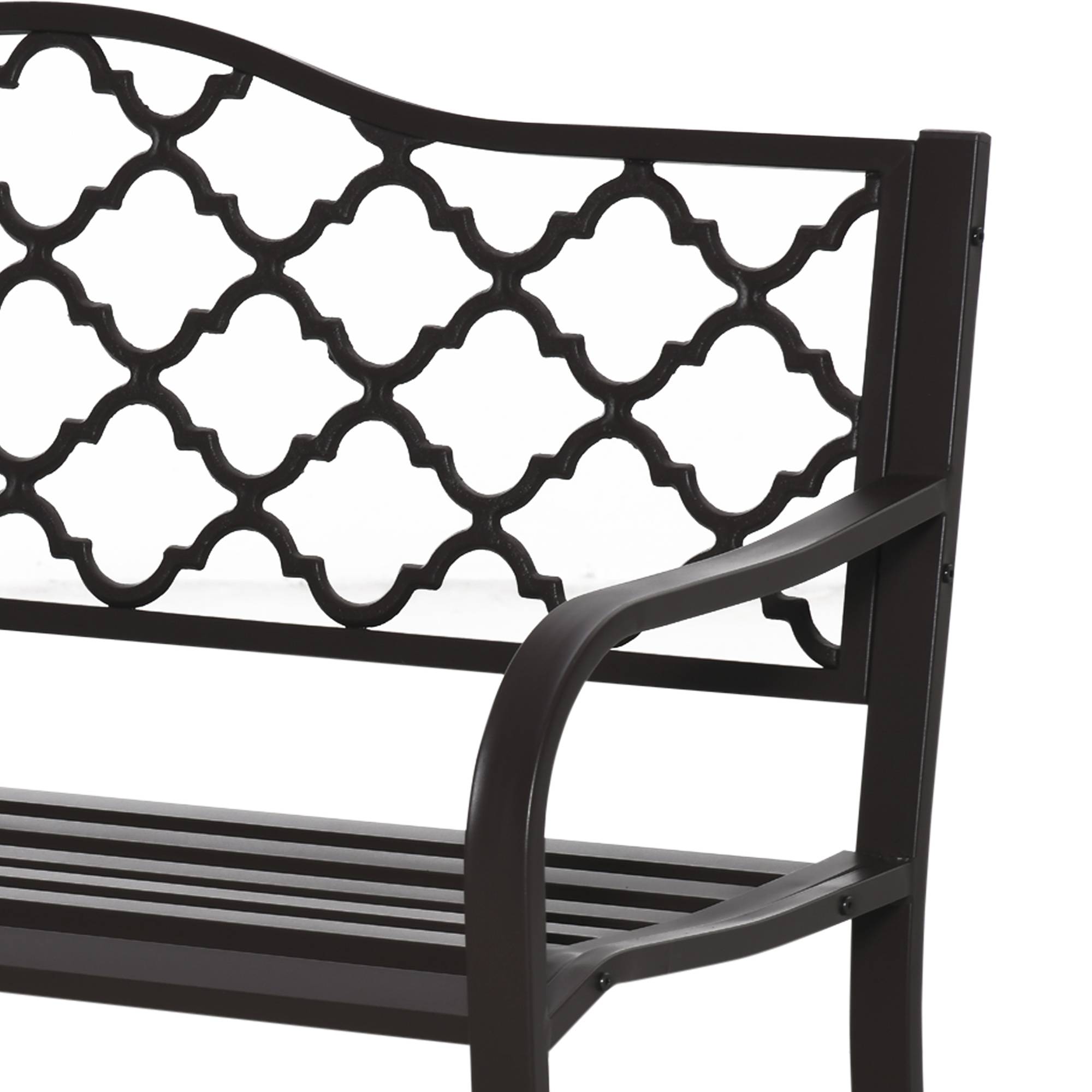 Outsunny - Banc de jardin - Métal - 128x60x89cm - Brun - Outsunny - Image 8