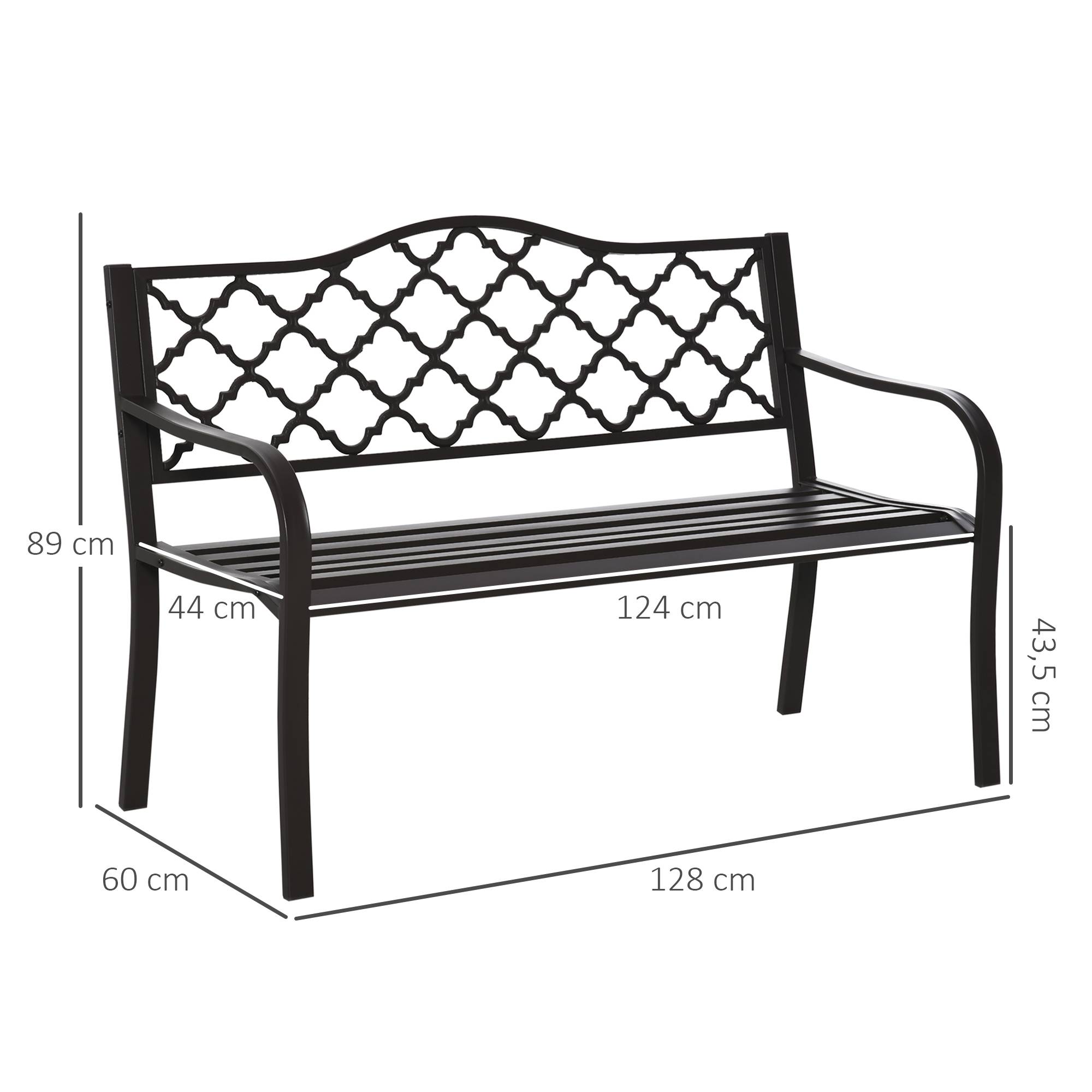 Outsunny - Banc de jardin - Métal - 128x60x89cm - Brun - Outsunny - Image 3