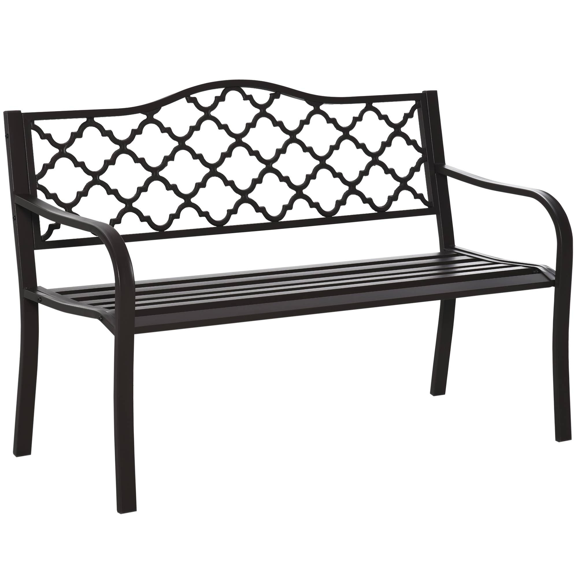 Outsunny - Banc de jardin - Métal - 128x60x89cm - Brun - Outsunny