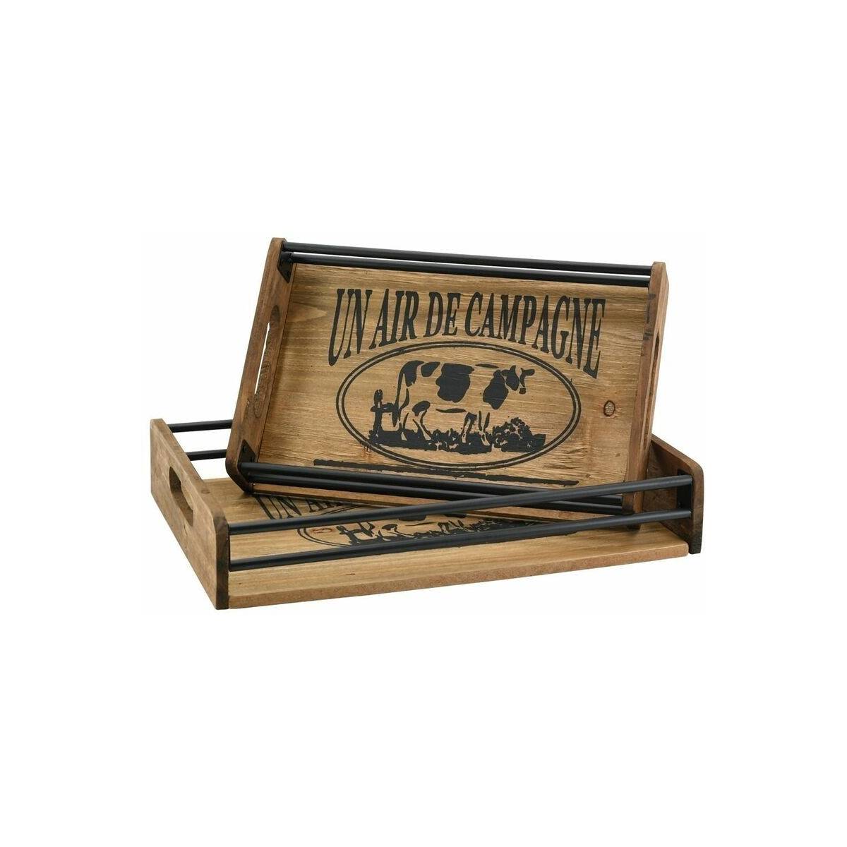 Aubry Gaspard - Plateaux en bois et métal Un air de campagne (Lot de 2) - Imagen 1