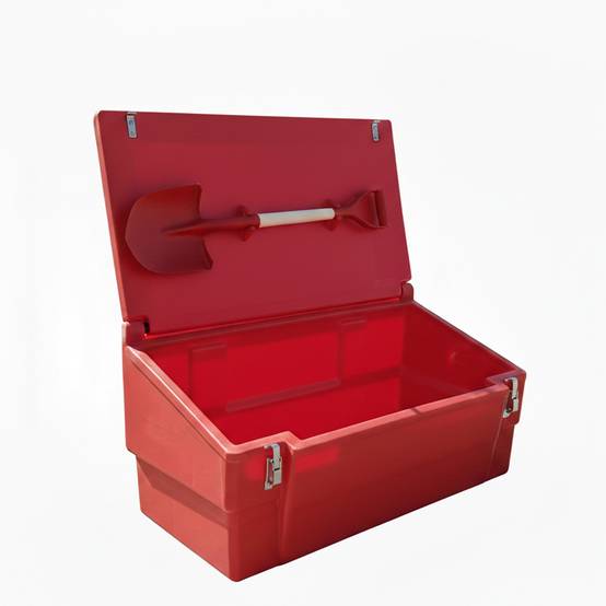 Bac à sable incendie/ à sel de déneigement 100l + grenouillères + pelle-plast'up rotomoulage - Image 1